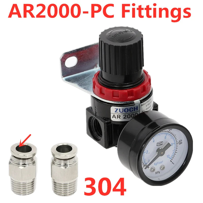 AR2000 1/4" BSP Air Compressor Pressure Regulator Valve Pneumatic Pressure Regulator Richie's AR2000-304-PC 4MM China Mainland