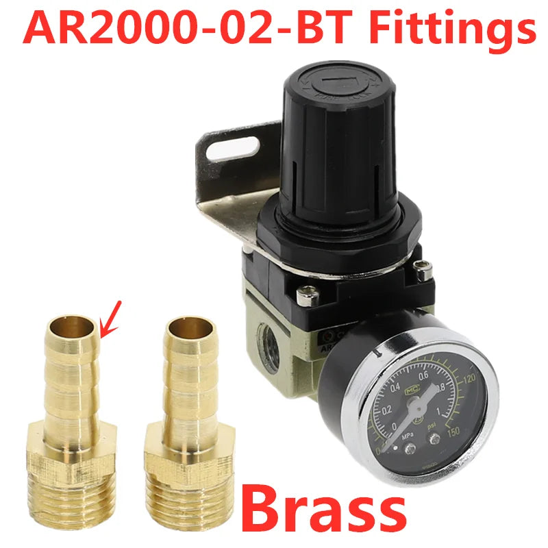AR2000-02 G1/4" Pneumatic Pressure Regulator with EU Fittings Pneumatic Pressure Regulator Richie's AR2000-02-Brass-BT 14MM