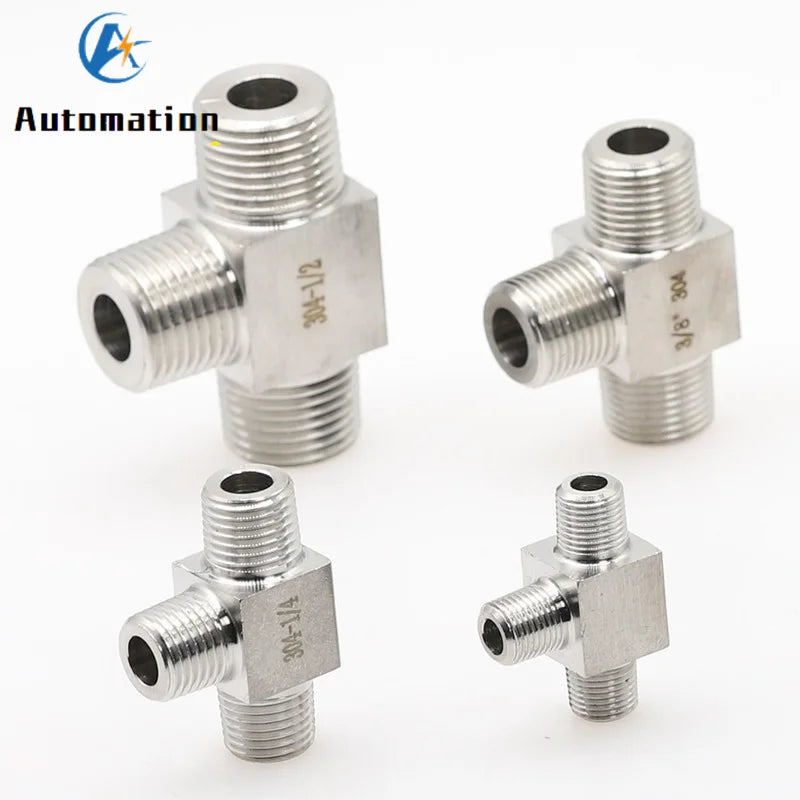 304 Stainless Steel Male Tee Fitting 1/8"–1/2" 3-Way Pipe Pipe Tee Fitting Richie's