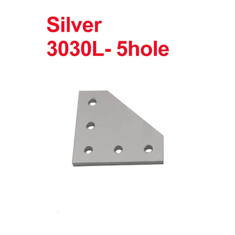 2pcs 5-Hole Corner Bracket for 2020 3030 4040 Aluminum Profile Corner Angle Bracket Richie's 3030LSilver
