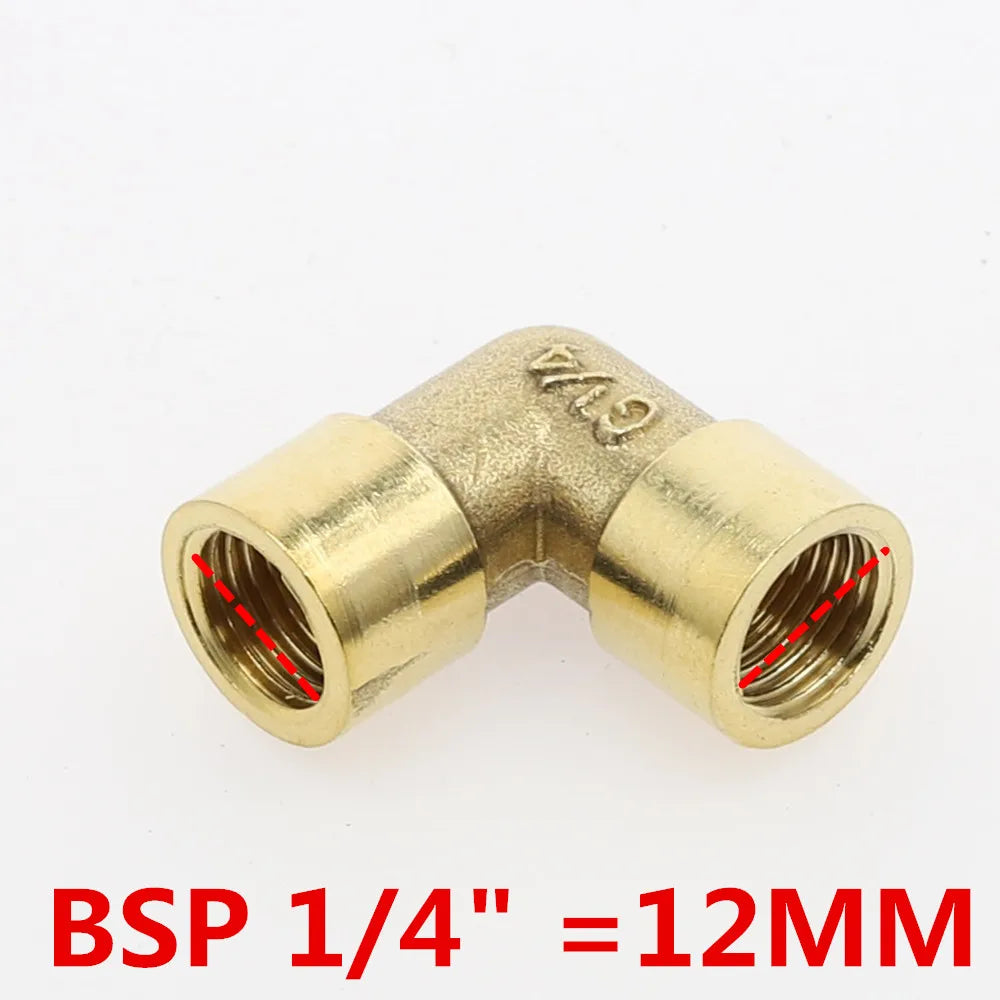 90° Brass Elbow Pipe Fitting F×F 1/8" 1/4" 3/8" 1/2" Thread Brass Pipe Fitting Richie's 02 Female x Female