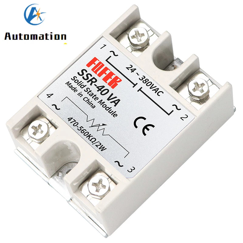 Solid State Relay SSR 10A–100A DC to AC 24-380VAC CE Certified Solid State Relay Richie's SSR-100VA