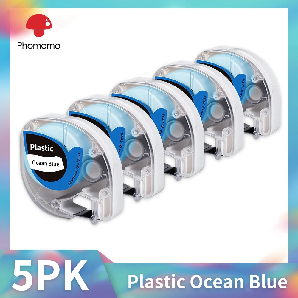 Dymo LetraTag Compatible Label Tapes 91331 for Phomemo P12 5-Pack