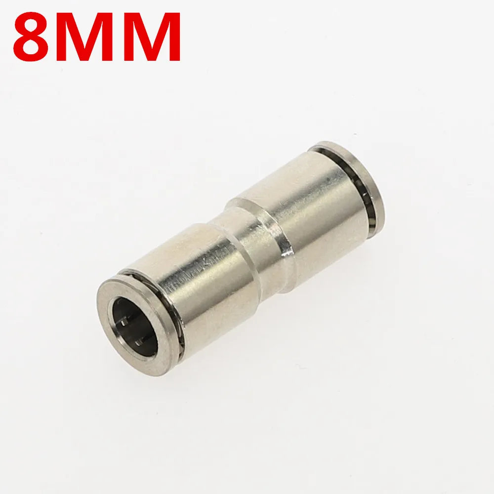 Nickel-Plated Copper Push-In Pneumatic Fittings 4–10mm OD Pneumatic Push Fitting Richie's 8mm-8mm