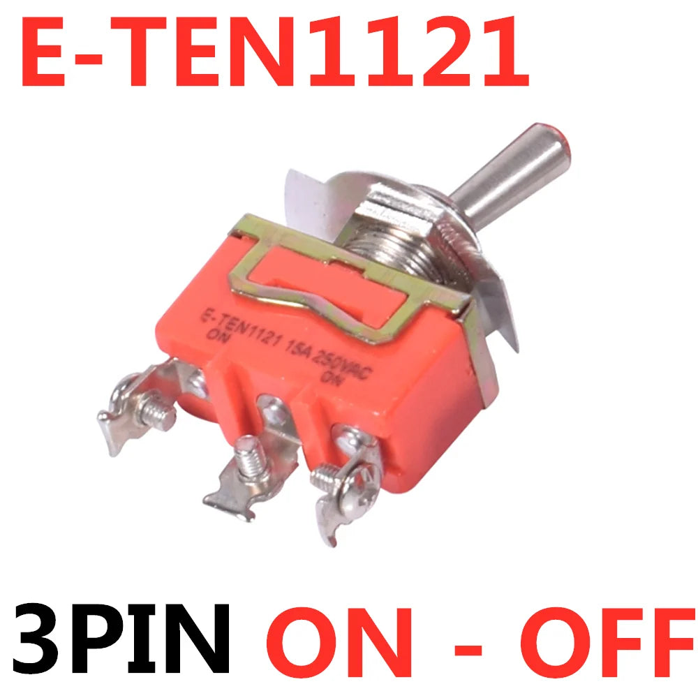 Mini ON-ON Toggle Switch 3-Pin SPDT 15A 250V AC E-TEN1121 Toggle Switch Richie's E-TEN1121 Quantity 10PCS