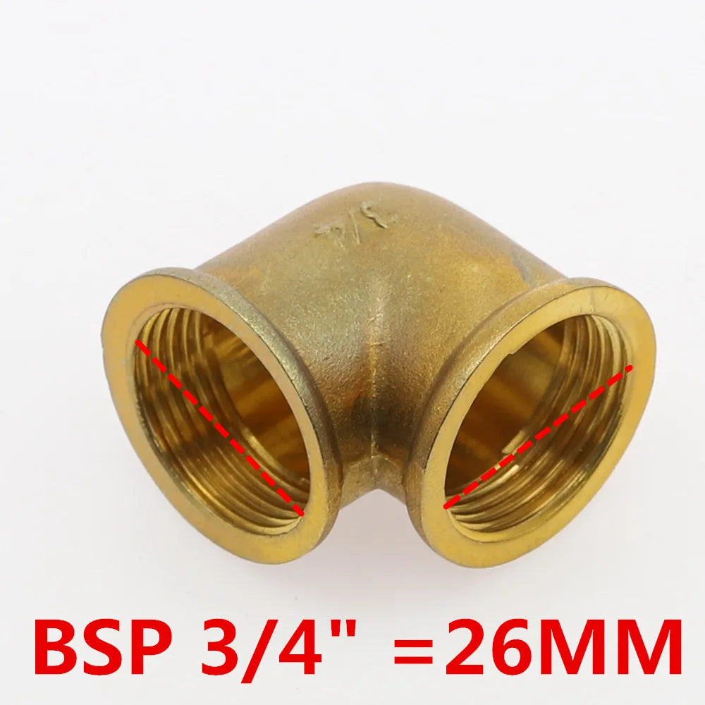 90° Brass Elbow Pipe Fitting F×F 1/8" 1/4" 3/8" 1/2" Thread Brass Pipe Fitting Richie's 06 Female x Female