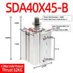 SDA40-B Compact Pneumatic Air Cylinder 40mm Bore 5–50mm Stroke Pneumatic Air Cylinder Richie's Stroke 45mm Bore 40mm