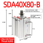SDA40-B Compact Pneumatic Air Cylinder 40mm Bore 5–50mm Stroke Pneumatic Air Cylinder Richie's Stroke 80mm Bore 40mm