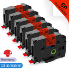 TZe-231 Compatible Brother Label Tape 12mm Black on White – Multi-Pack Label Printer Tape Richie's 6PK Black on Red 12mm