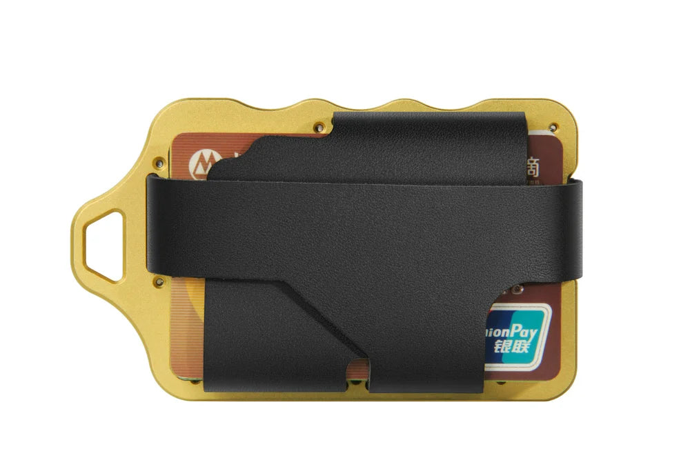 Zeeker Slim Metal Card Wallet – Genuine Leather, Holds 12+ Cards Metal Card Wallet Richie's Gold black