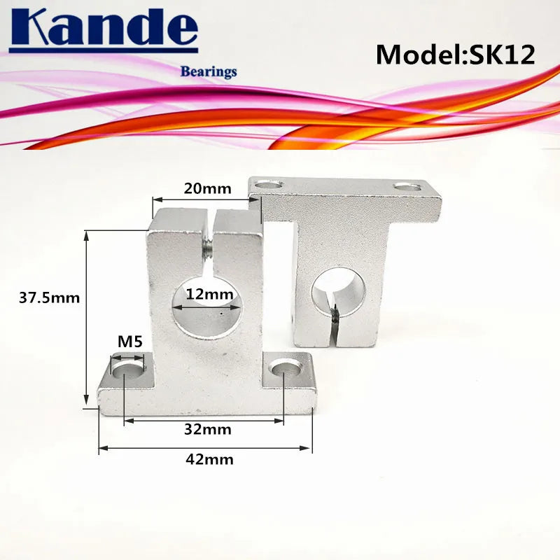 SK12 12mm Linear Shaft Support 4pcs – Kande Bearings 3D Printer Linear Shaft Support Richie's