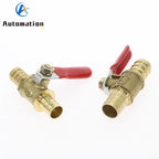 Brass Ball Valve Red Handle 6–12mm Hose Barb Inline Shutoff Brass Ball Valve Richie's