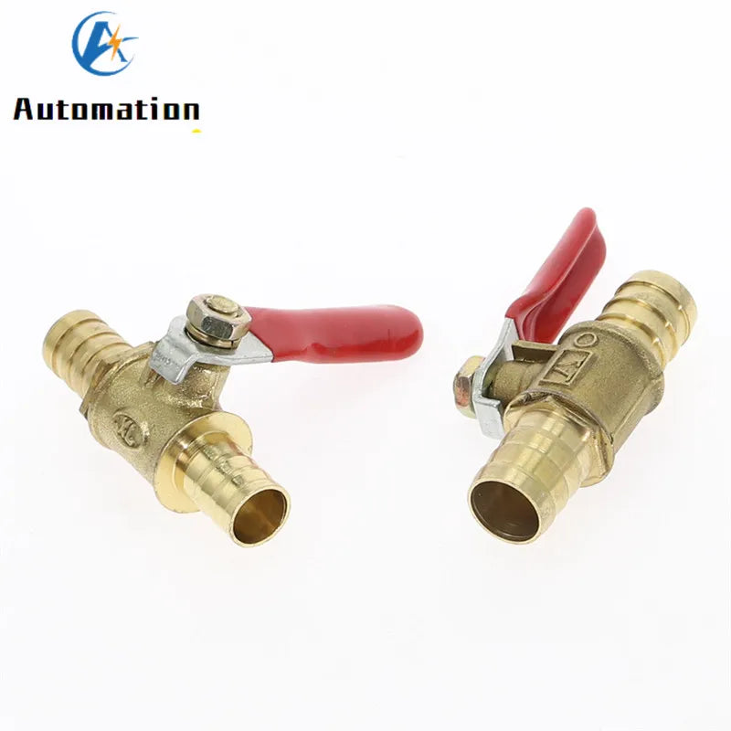 Brass Ball Valve Red Handle 6–12mm Hose Barb Inline Shutoff Brass Ball Valve Richie's