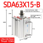 SDA63 Compact Pneumatic Air Cylinder 63mm Bore – SDA-B Series Pneumatic Air Cylinder Richie's Stroke 15mm Bore 63mm