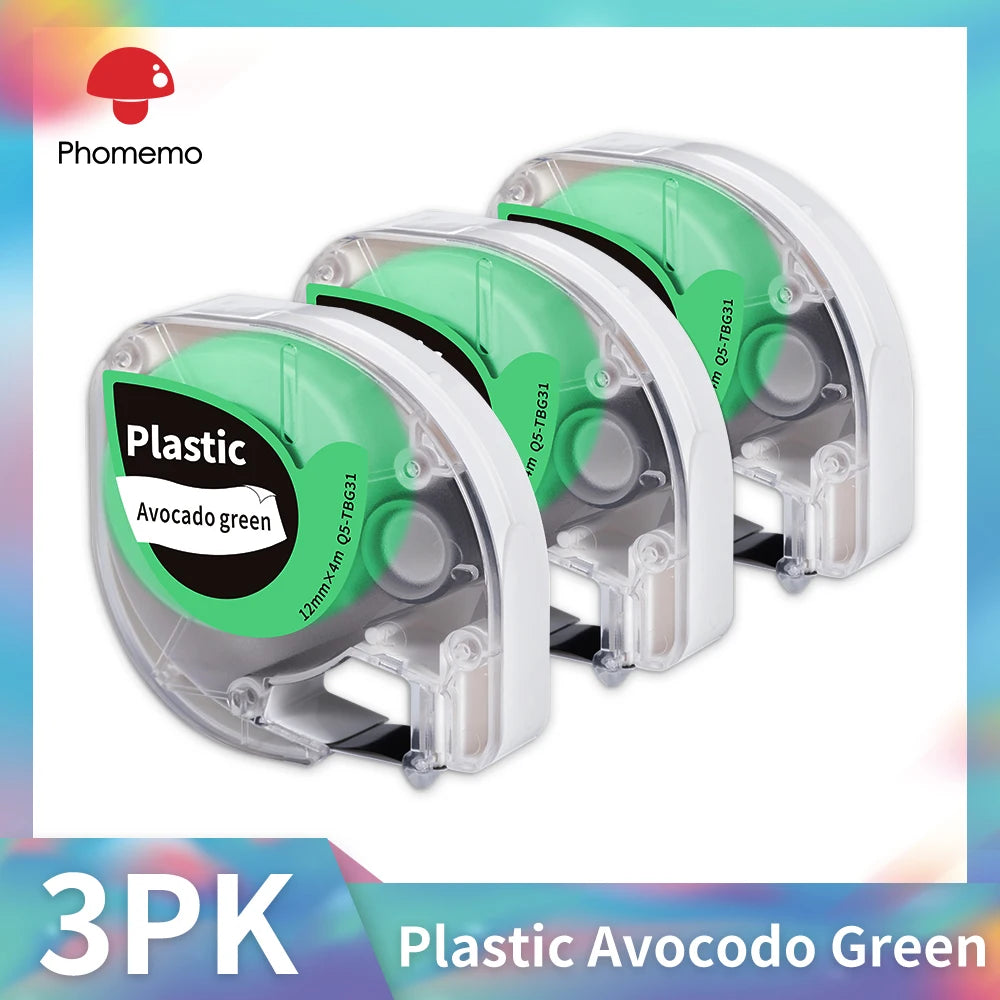 Dymo LetraTag Compatible Label Tapes 91331 for Phomemo P12 5-Pack Label Maker Tape Richie's 3PK Plastic Green