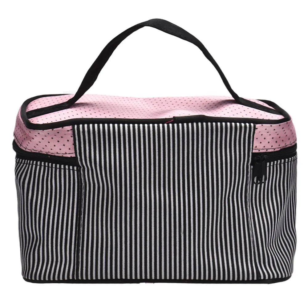Women's Travel Bow Stripe Cosmetic Bag – Makeup Organizer Cosmetic Travel Bag Richie's