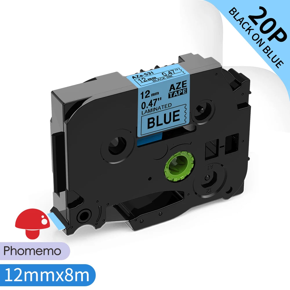 TZe-231 Compatible Brother Label Tape 12mm Black on White – Multi-Pack Label Printer Tape Richie's