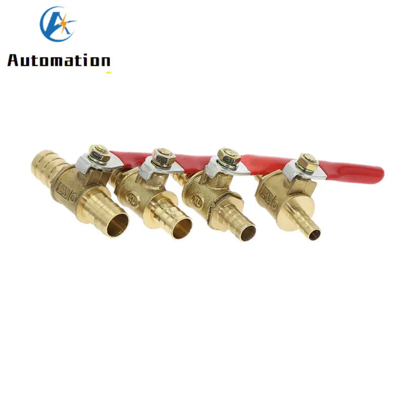 Brass Ball Valve Red Handle 6–12mm Hose Barb Inline Shutoff Brass Ball Valve Richie's