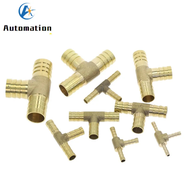 T-Shape Brass Barb Tee Hose Fitting 4mm–19mm 3-Way Connector Brass Hose Fitting Richie's