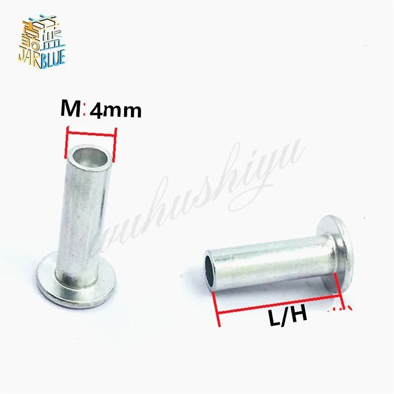 50PCS M4 Aluminum Half-Hollow Flat Round Head Rivets Multi-Size Aluminum Rivets Richie's m4x5