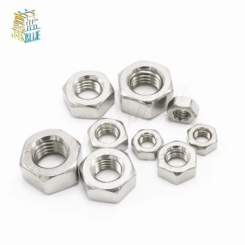 50pcs Stainless Steel UNC Hex Nuts – Sizes 2#-56 to 1/2-13 Stainless Steel Hex Nuts Richie's