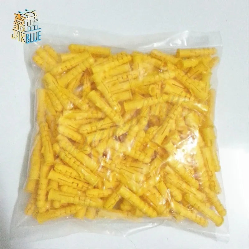 500/1000pcs 6x30mm Ribbed Plastic Wall Anchors Yellow Wall Plugs Wall Anchors Richie's