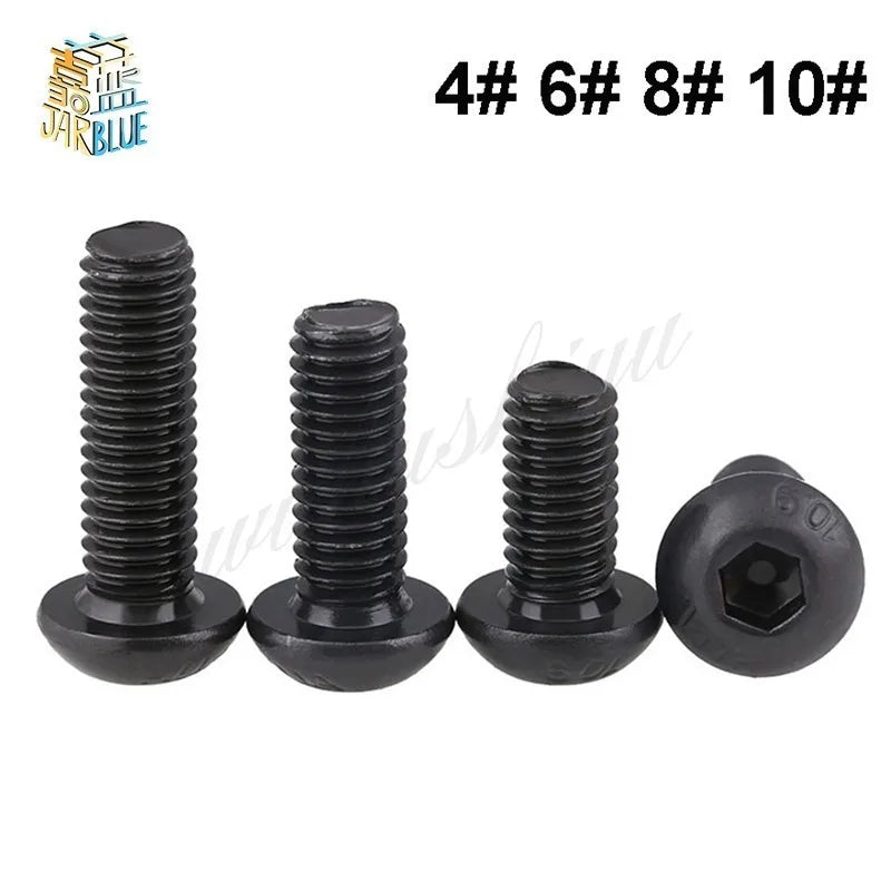 10pcs UNC Grade 10.9 Black Hex Socket Mushroom Head Bolts Hex Socket Bolts Richie's 8-32 1-1/4"