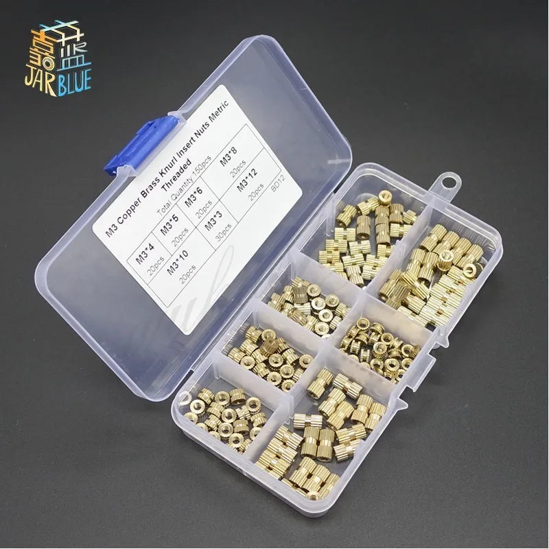 150pcs M3 Brass Knurled Insert Nuts Kit – 7 Sizes | JARBLUE Brass Insert Nuts Richie's