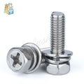 304 Stainless Steel Phillips Hex Combination Screws M3–M8 GB9074 Combination Screws Richie's M6 15pcs 50mm
