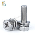 304 Stainless Steel Phillips Hex Combination Screws M3–M8 GB9074 Combination Screws Richie's M6 15pcs 50mm