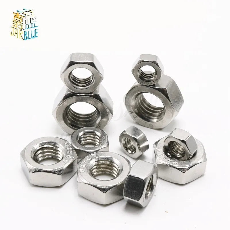 50pcs Stainless Steel UNC Hex Nuts – Sizes 2#-56 to 1/2-13 Stainless Steel Hex Nuts Richie's