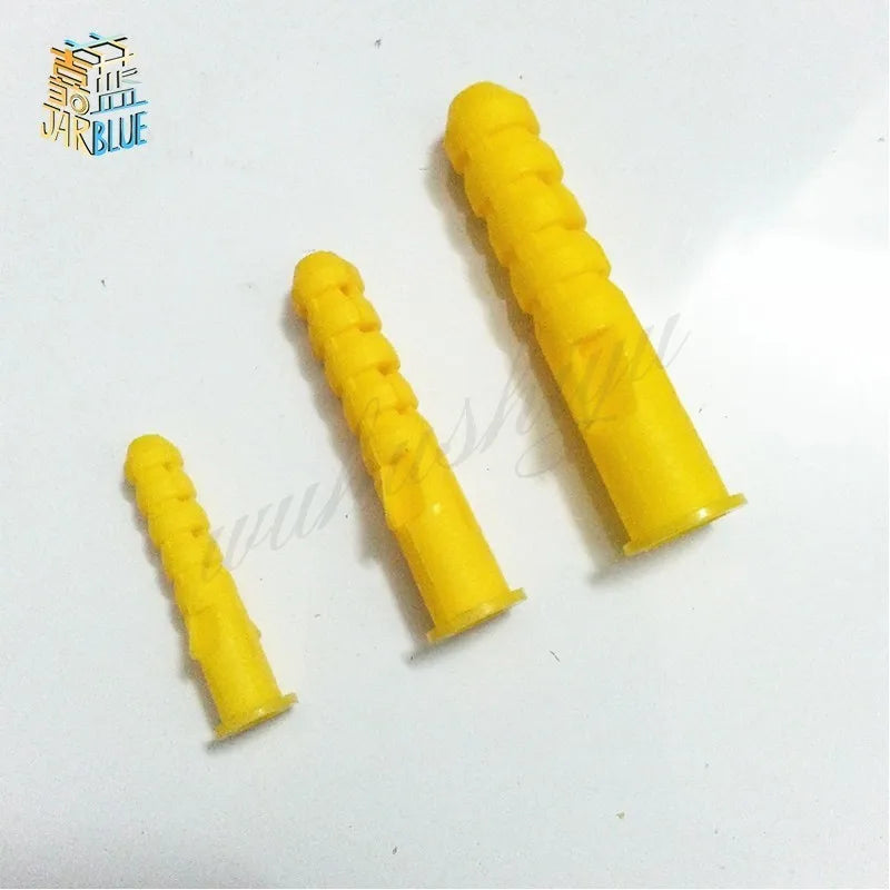 500/1000pcs 6x30mm Ribbed Plastic Wall Anchors Yellow Wall Plugs Wall Anchors Richie's M6x30mm 1000pcs