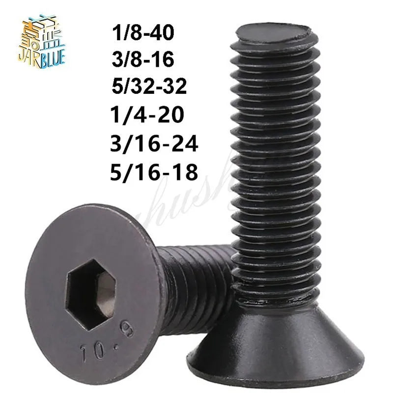 10pcs Grade 10.9 Hex Countersunk Flat Head Screws British Standard Machine Screws Richie's T2 1/2"