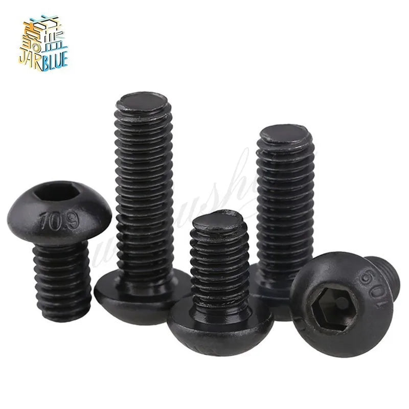 10pcs UNC Grade 10.9 Black Hex Socket Mushroom Head Bolts Hex Socket Bolts Richie's