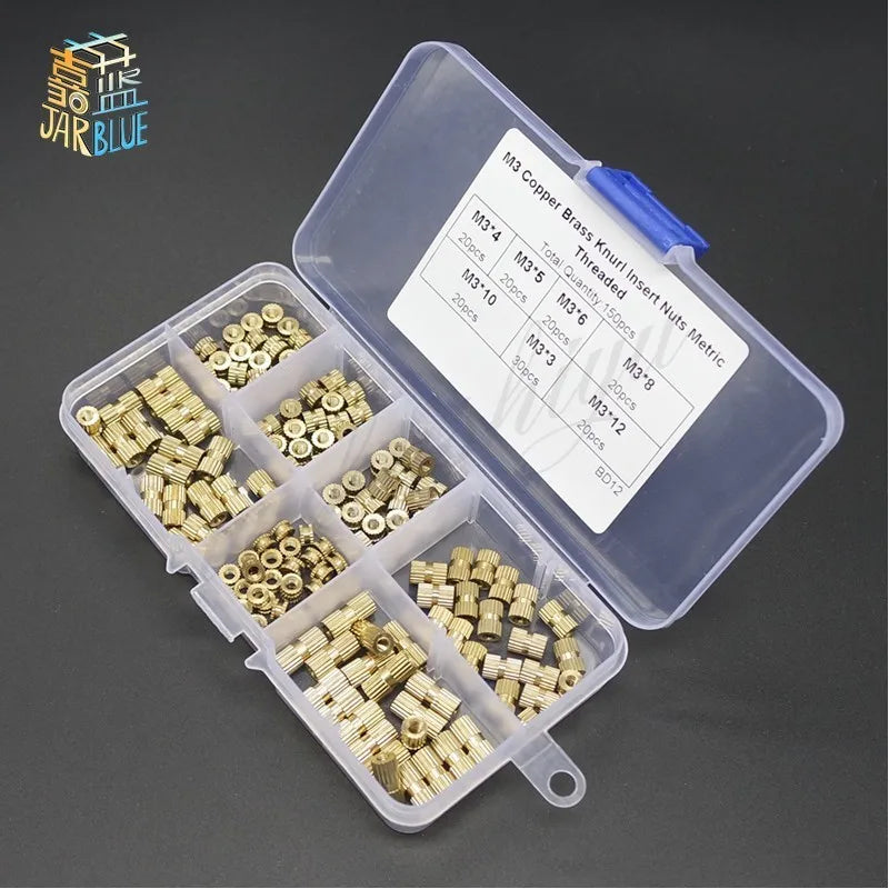 150pcs M3 Brass Knurled Insert Nuts Kit – 7 Sizes | JARBLUE Brass Insert Nuts Richie's