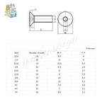 10pcs Grade 10.9 Hex Countersunk Flat Head Screws British Standard Machine Screws Richie's
