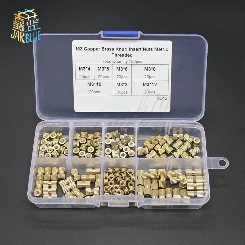 150pcs M3 Brass Knurled Insert Nuts Kit – 7 Sizes | JARBLUE Brass Insert Nuts Richie's 150pcs Mix
