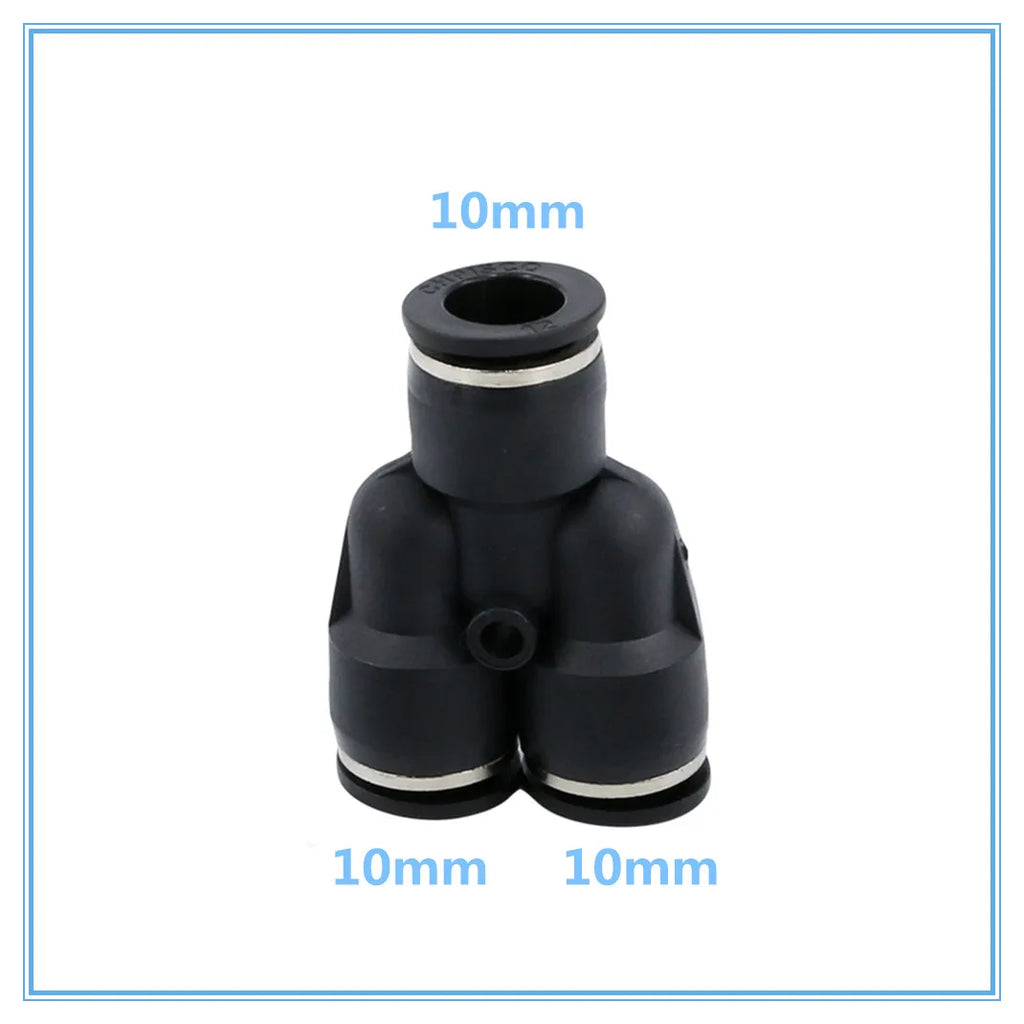 3-Way Y Shape Push-In Pneumatic Fitting 4–12mm OD Hose Connector Pneumatic Tube Fitting Richie's 10mm