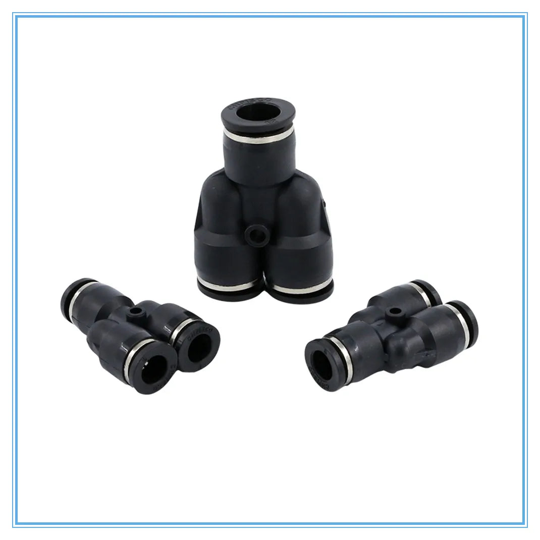 3-Way Y Shape Push-In Pneumatic Fitting 4–12mm OD Hose Connector Pneumatic Tube Fitting Richie's