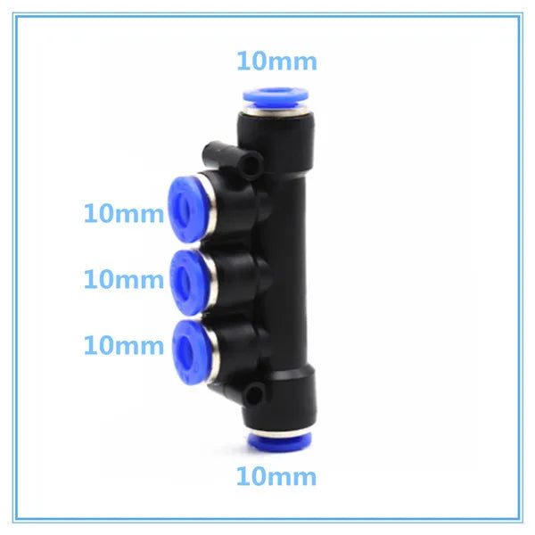 5-Way Push-In Pneumatic Fitting 4–12mm OD Hose Quick Connect Pneumatic Fitting Richie's PK10