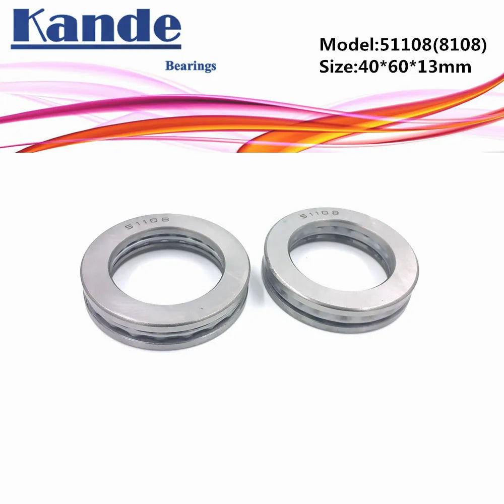 Kande 2pcs 51108 Flat Thrust Ball Bearing 40x60x13mm ABEC-1 Thrust Ball Bearing Richie's