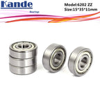 Kande 4PCS 6202ZZ ABEC-5 Deep Groove Ball Bearing 15x35x11mm Ball Bearing Richie's
