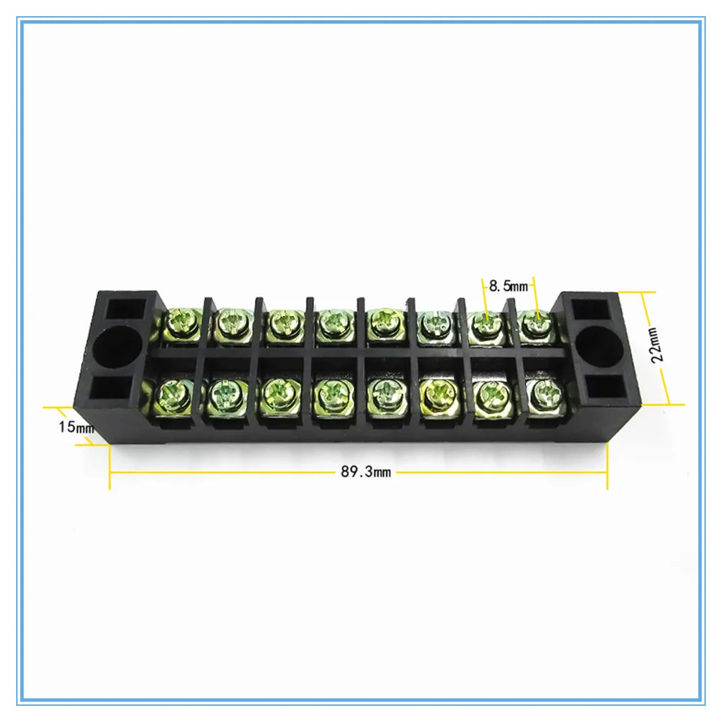 Dual Row Screw Terminal Block 600V 15A TB-1508 | 8-Pin Screw Terminal Block Richie's