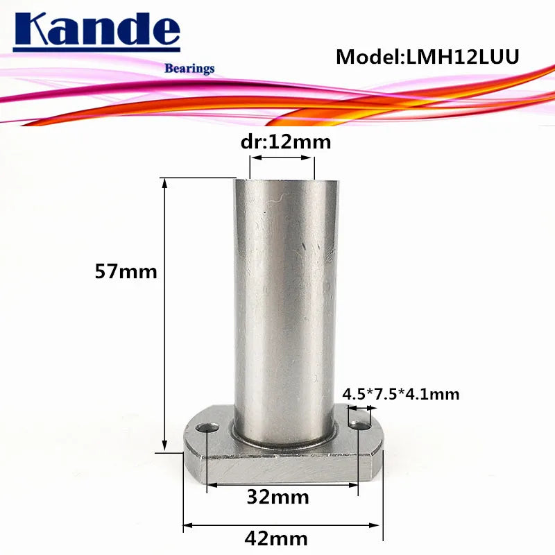 LMH12LUU Extended Oval Flange Linear Ball Bearing 12mm – 2pcs Linear Ball Bearing Richie's