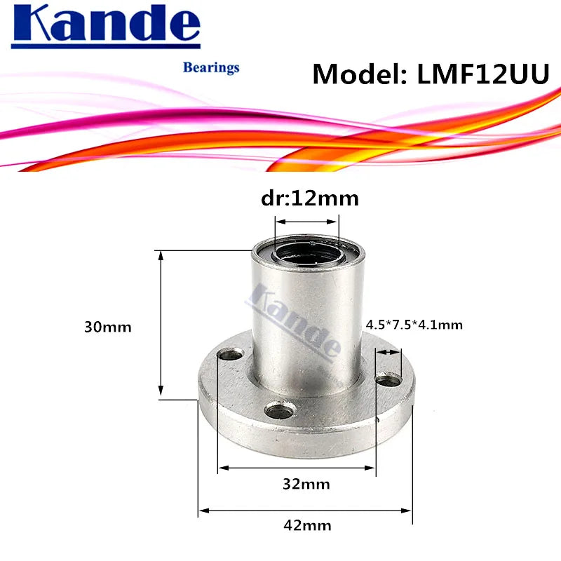 LMF12UU Round Flange Linear Ball Bearing 12mm – 3D Printer Linear Ball Bearing Richie's Default Title