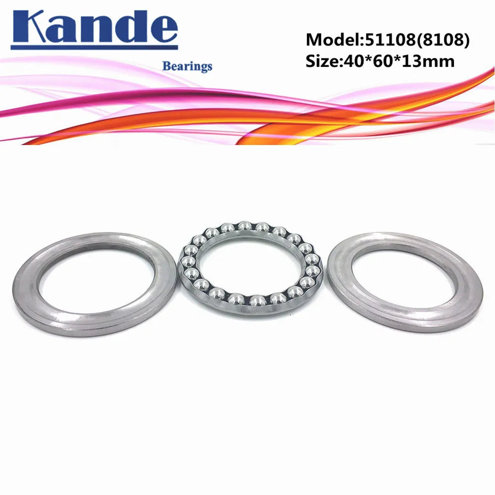 Kande 2pcs 51108 Flat Thrust Ball Bearing 40x60x13mm ABEC-1 Thrust Ball Bearing Richie's