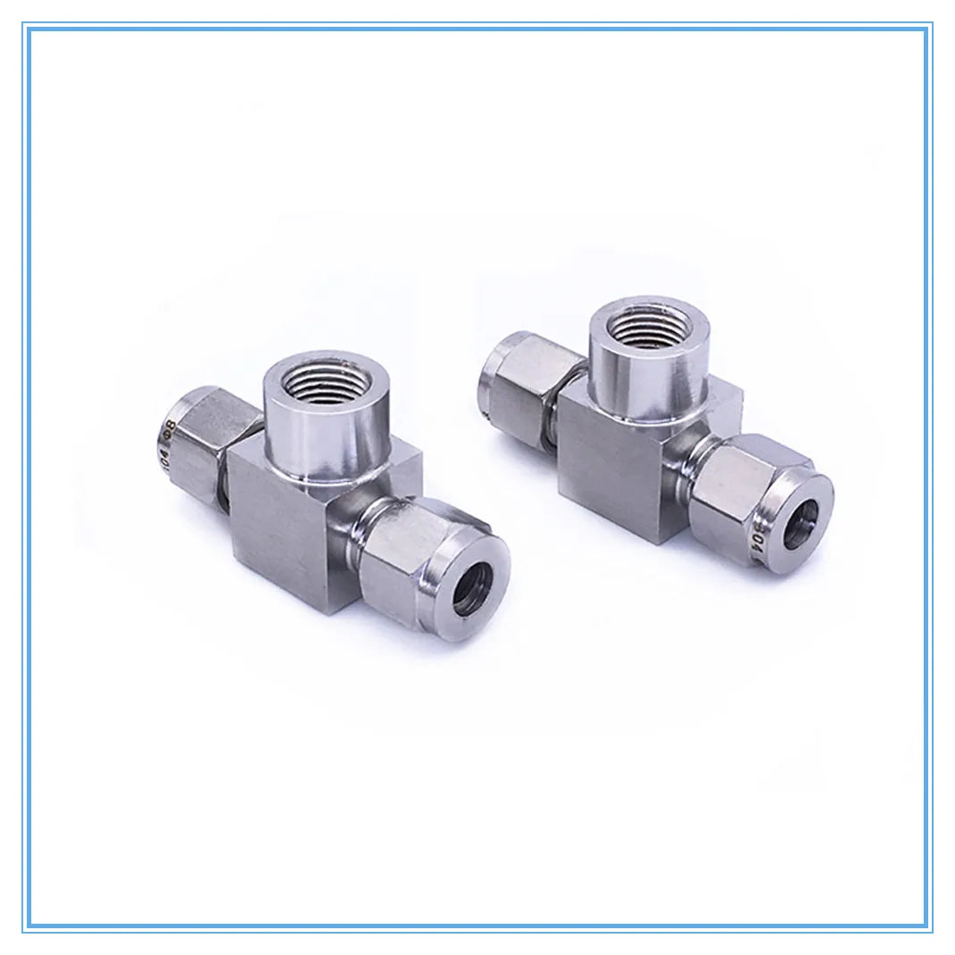 304 SS Double Ferrule TEE Fitting 6–12mm Pipe to 1/8"–1/2" Female Pipe Tube Fitting Richie's 6mm 3/8"