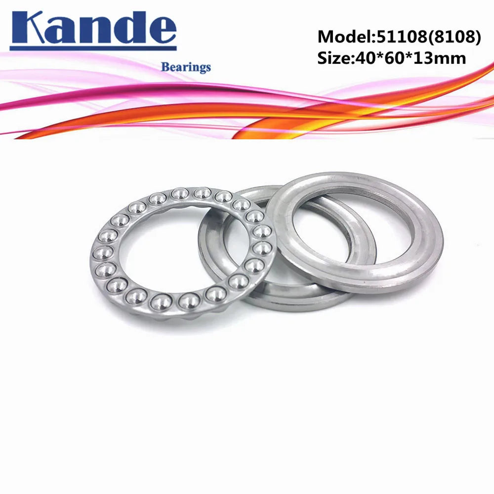 Kande 2pcs 51108 Flat Thrust Ball Bearing 40x60x13mm ABEC-1 Thrust Ball Bearing Richie's