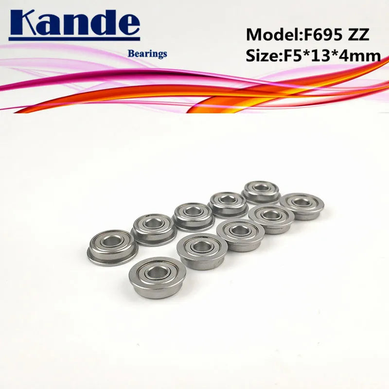 F695ZZ Bearings 10pcs Miniature Flanged Deep Groove Ball 5×13×4mm Miniature Ball Bearings Richie's