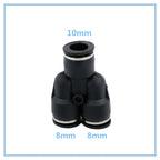 3-Way Y Shape Push-In Pneumatic Fitting 4–12mm OD Hose Connector Pneumatic Tube Fitting Richie's 10-8mm